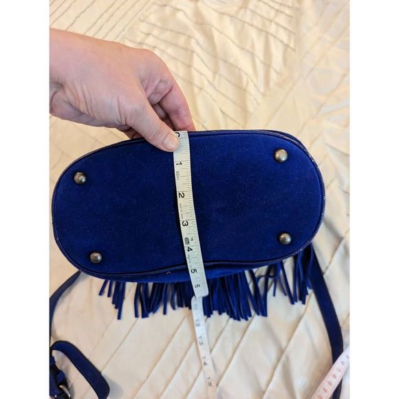 PATRICIA Nash blue suede fringe bucket bag euc - Picture 5 of 8